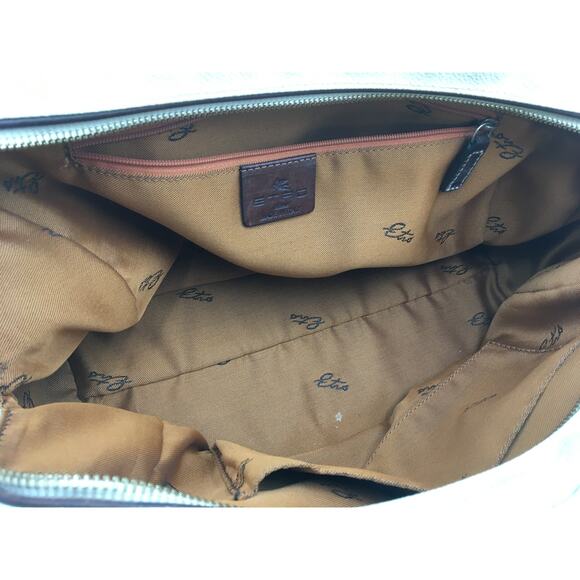 Etro Leather Garden Floral and Butterfly Emblem Top Handle Purse - Picture 8 of 9